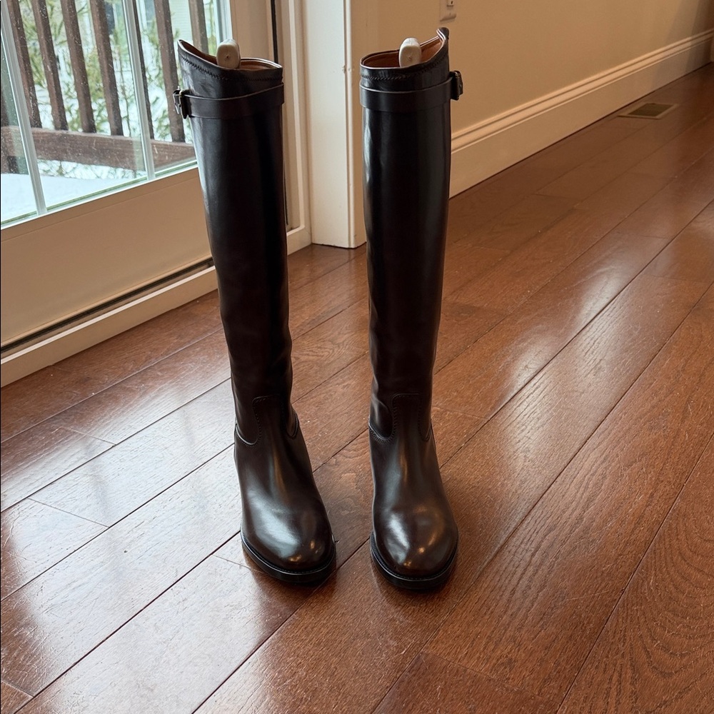 Dark Brown Knee-High Leather Boots